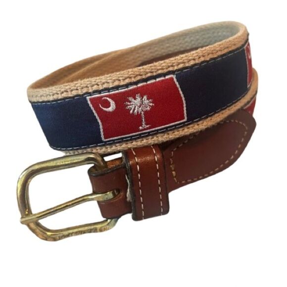 Palmetto Moon South Carolina State Flag Design Mens Belt - Picture 1 of 5